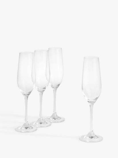 Studio Glass Champagne Flute, Set of 4, 210ml, Clear