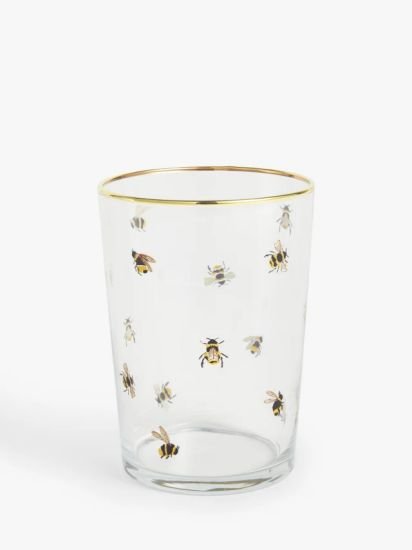 Bee Glass Tumbler, 510ml, Clear/Multi