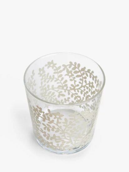 Floral Print Glass Tumbler, 380ml, Clear/White
