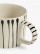 Hand Painted Line Stoneware Mug, 300ml, Black/White